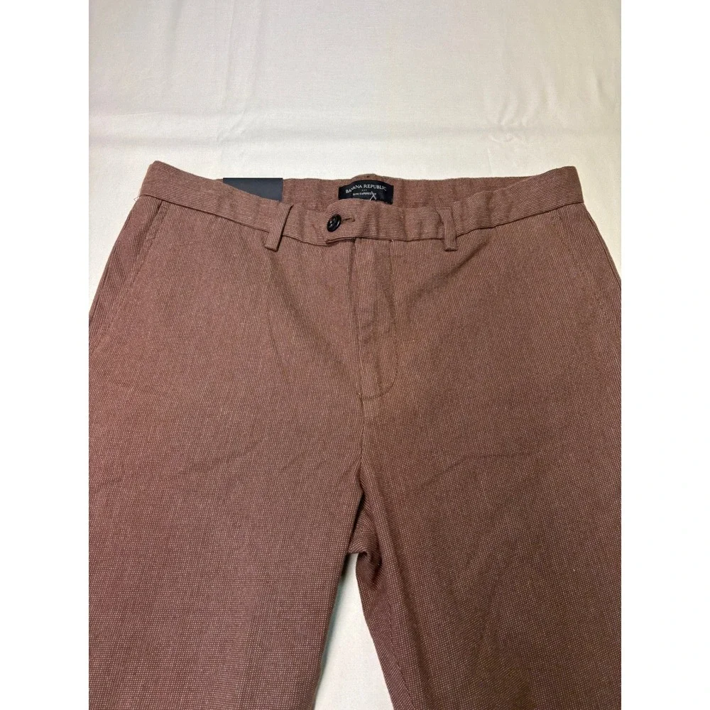 NWT Banana‎ Republic Grayson Slim Tapered Fit Pants Mens 33x27* Brown Micro
